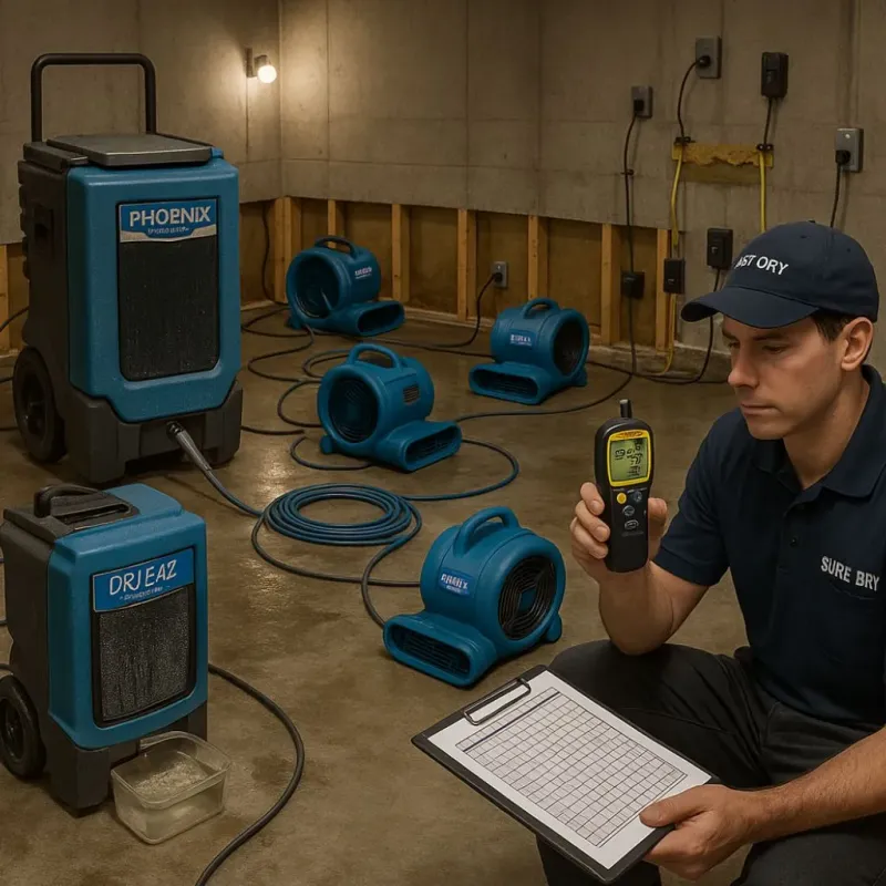 Structural Drying and Dehumidification process in Orange, MA